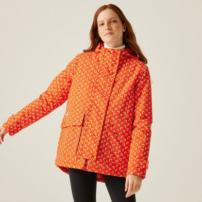 Orla Kiely Midlength Waterproof Jacket - Clover Red