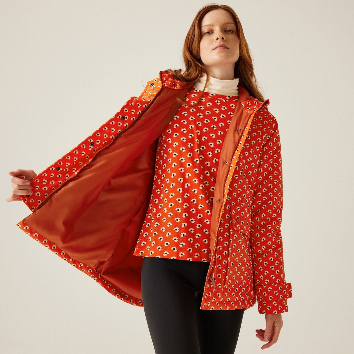 Orla Kiely Midlength Waterproof Jacket - Clover Red