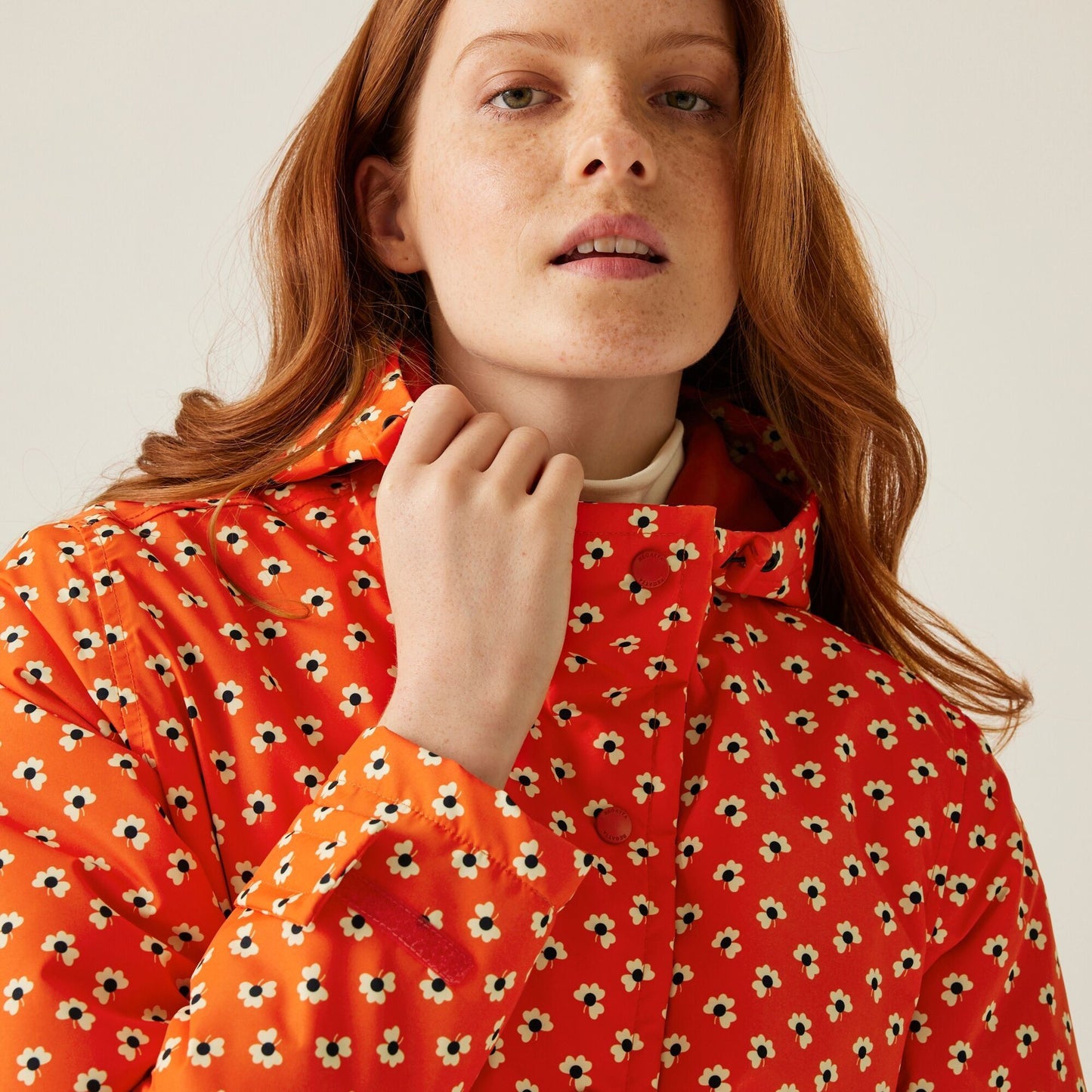 Orla Kiely Midlength Waterproof Jacket - Clover Red