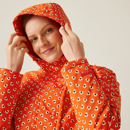 Orla Kiely Midlength Waterproof Jacket - Clover Red