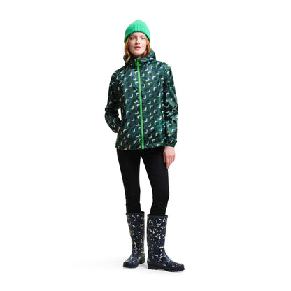 Orla Kiely Waterproof Pack-it Jacket - Shadow Elm Emerald