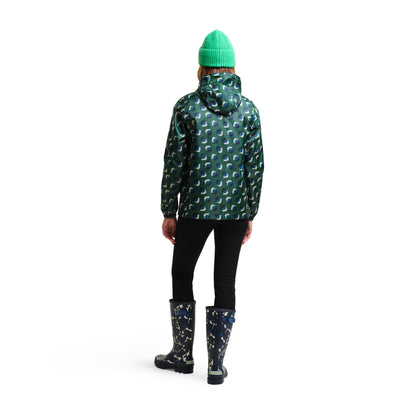 Orla Kiely Waterproof Pack-it Jacket - Shadow Elm Emerald