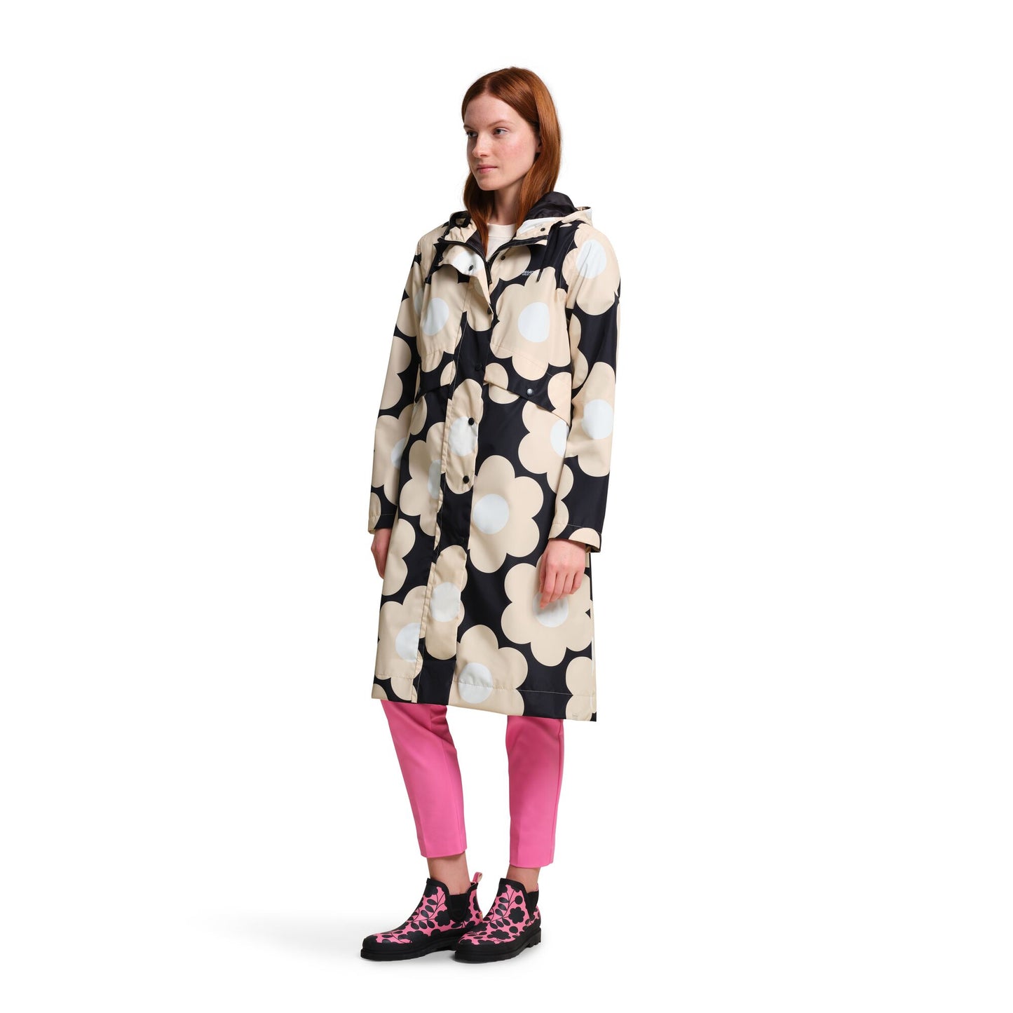 Orla Kiely Waterproof Mac Jacket - Black Sixtes Daisy