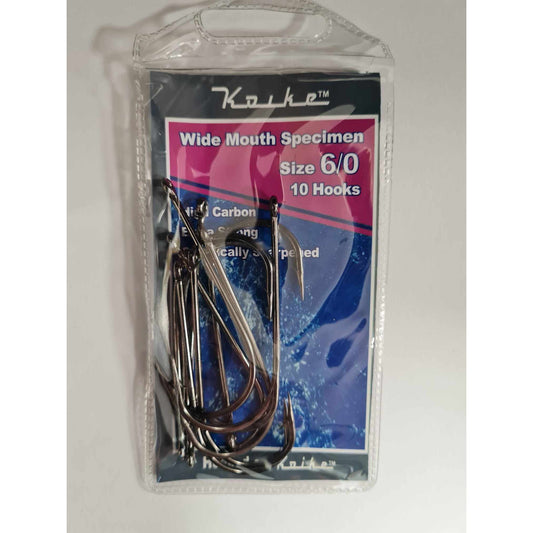 Koike Wide Mouth Specimen Hook - Size 6/0 - Pack of 10