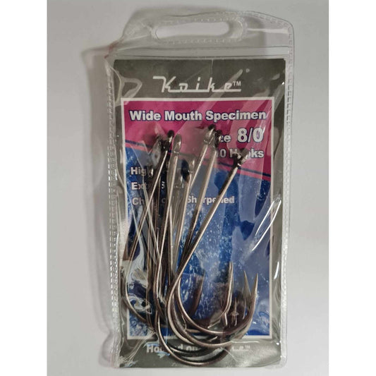 Koike Wide Mouth Specimen Hook - Size 8/0 - Pack of 10