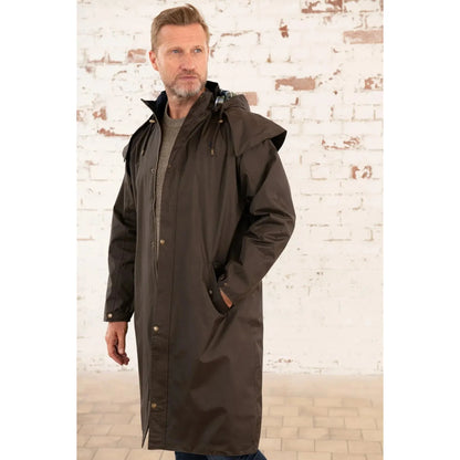 Lighthouse Men's Stockman Full Length Raincoat - Chocolate