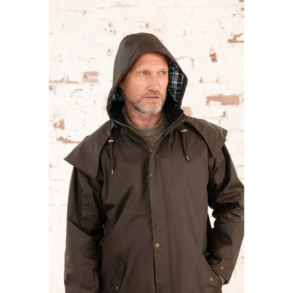 Lighthouse Men's Stockman Full Length Raincoat - Chocolate