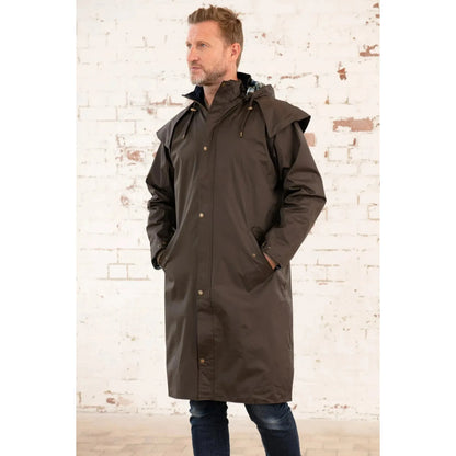 Lighthouse Men's Stockman Full Length Raincoat - Chocolate