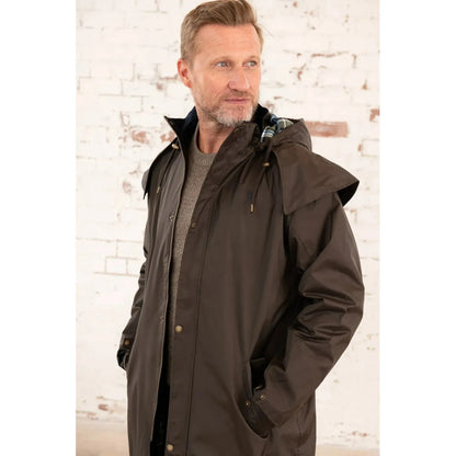 Lighthouse Men's Stockman Full Length Raincoat - Chocolate