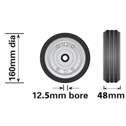 160mm Steel/Rubber Wheel