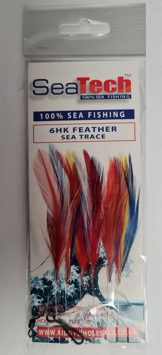SeaTech 6 Hook Feathers - Mackerel - Assorted