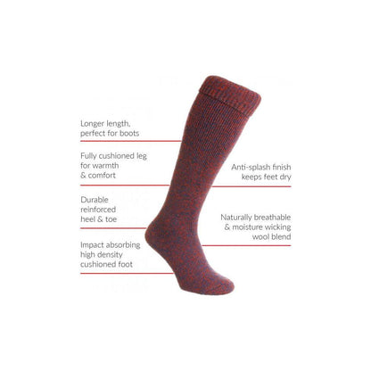 HJ Hall Wellington Sock - Red Marl - 4 - 7