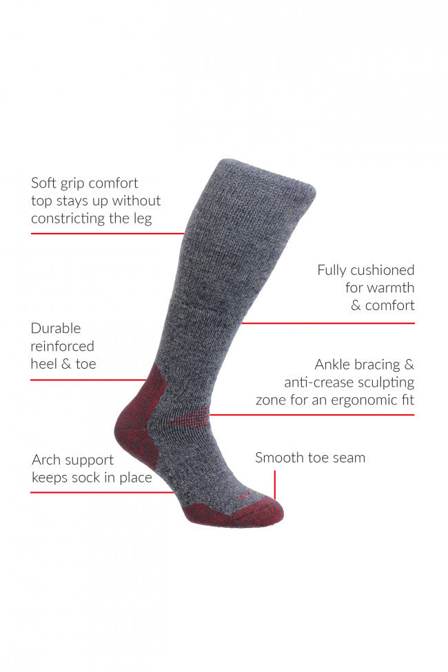 HJ Hall Protrek HJ703 - Mountain Comfort Top Socks - Denim/Red